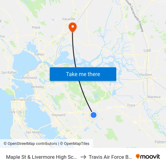 Maple St & Livermore High School to Travis Air Force Base map