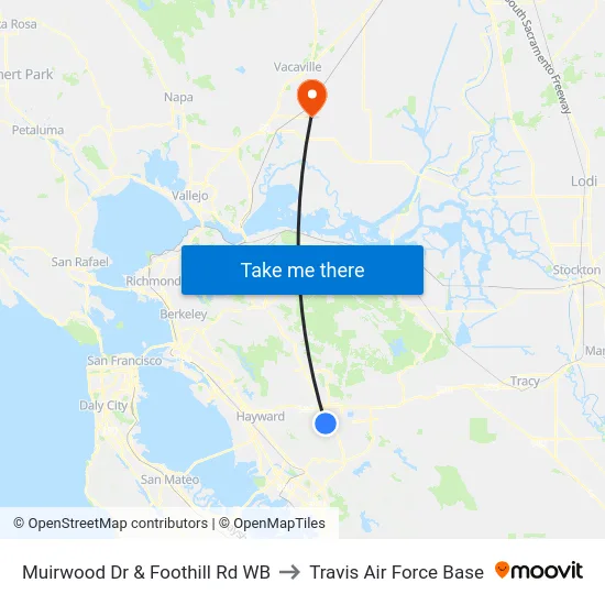 Muirwood Dr & Foothill Rd WB to Travis Air Force Base map