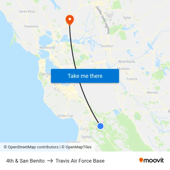 4th & San Benito to Travis Air Force Base map
