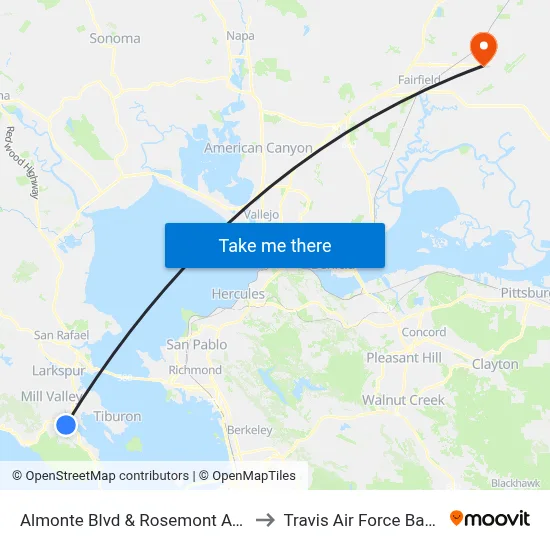 Almonte Blvd & Rosemont Ave to Travis Air Force Base map