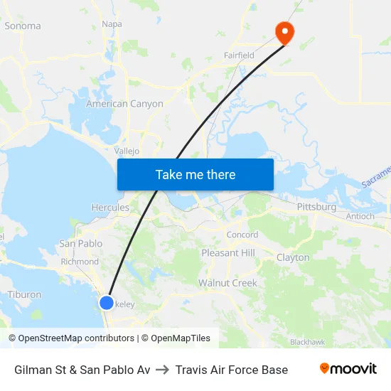 Gilman St & San Pablo Av to Travis Air Force Base map