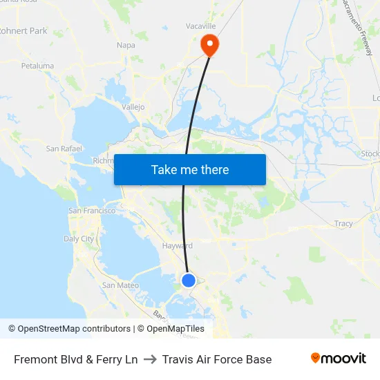 Fremont Blvd & Ferry Ln to Travis Air Force Base map