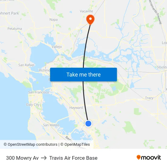 300 Mowry Av to Travis Air Force Base map