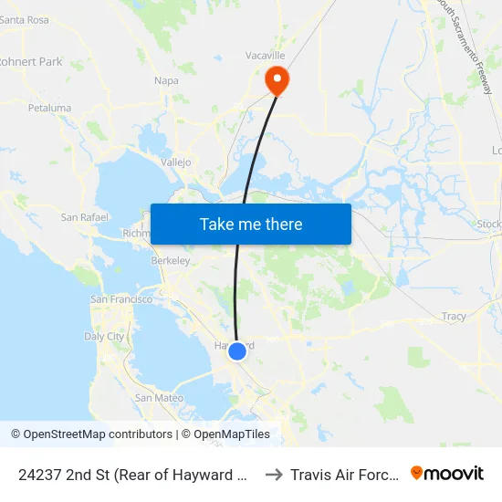 24237 2nd St (Rear of Hayward High School) to Travis Air Force Base map