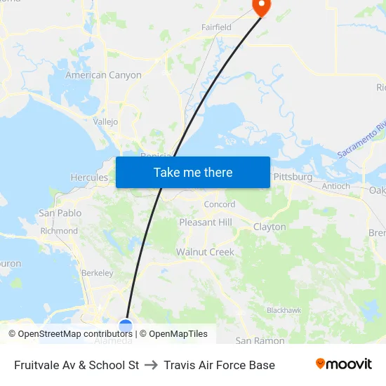 Fruitvale Av & School St to Travis Air Force Base map