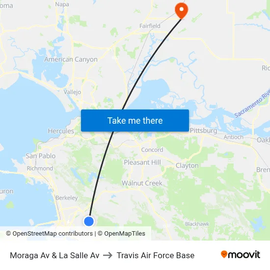 Moraga Av & La Salle Av to Travis Air Force Base map