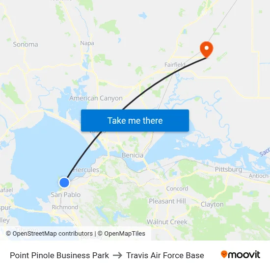 Point Pinole Business Park to Travis Air Force Base map