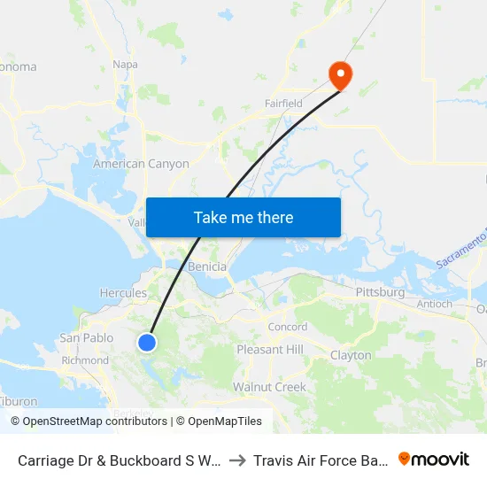Carriage Dr & Buckboard S Way to Travis Air Force Base map
