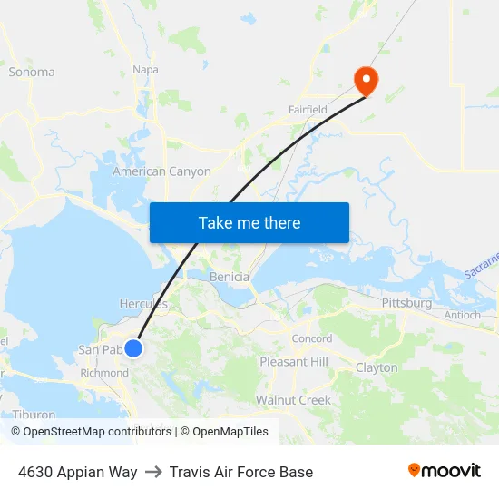 4630 Appian Way to Travis Air Force Base map