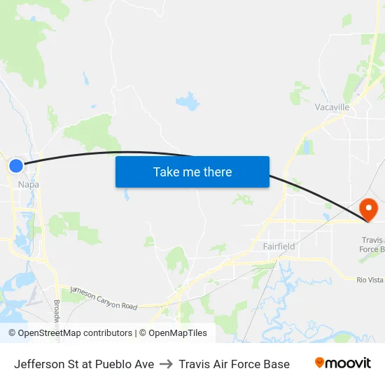 Jefferson St at Pueblo Ave to Travis Air Force Base map