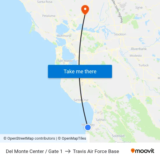 Del Monte Center / Gate 1 to Travis Air Force Base map