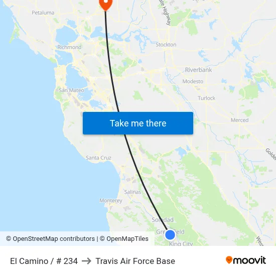 El Camino / # 234 to Travis Air Force Base map