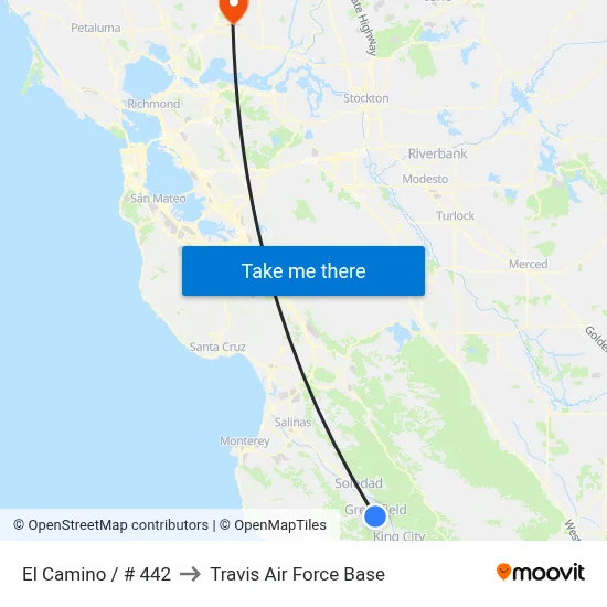 El Camino / # 442 to Travis Air Force Base map