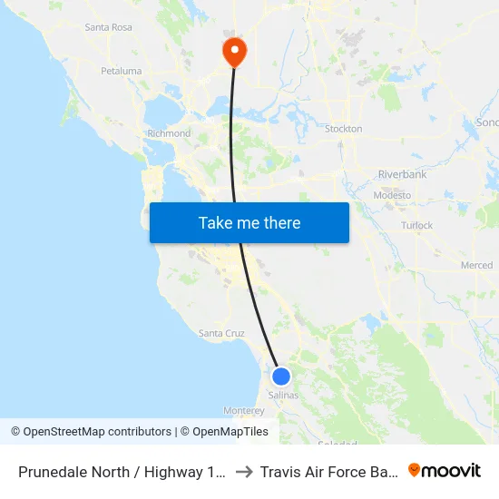 Prunedale North /  Highway 156 to Travis Air Force Base map