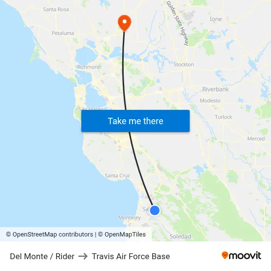 Del Monte /  Rider to Travis Air Force Base map