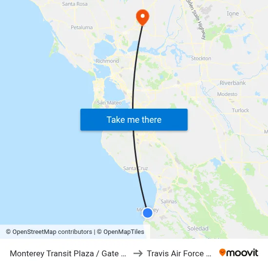 Monterey Transit Plaza / Gate 4 Tyler to Travis Air Force Base map