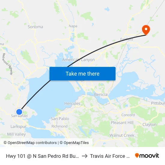 Hwy 101 @ N San Pedro Rd Bus Pad to Travis Air Force Base map