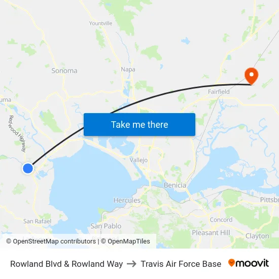 Rowland Blvd & Rowland Way to Travis Air Force Base map