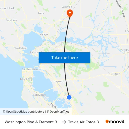 Washington Blvd & Fremont Blvd to Travis Air Force Base map