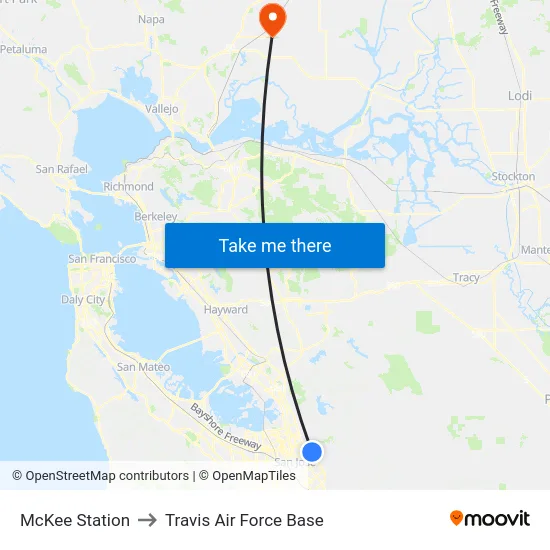 McKee Station to Travis Air Force Base map