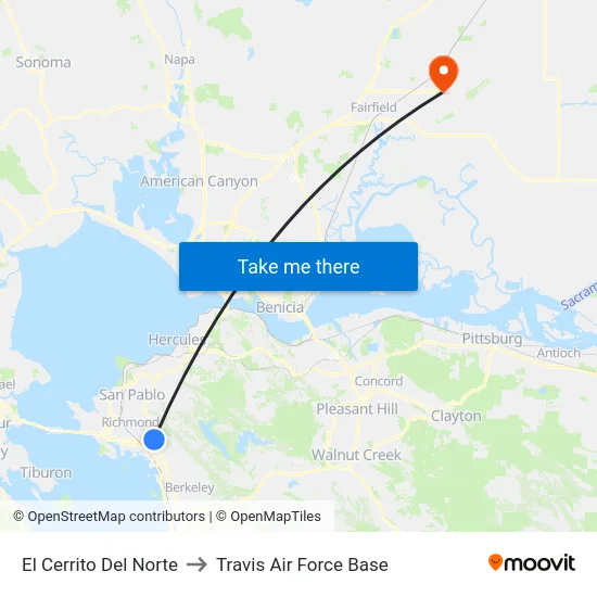 El Cerrito Del Norte to Travis Air Force Base map