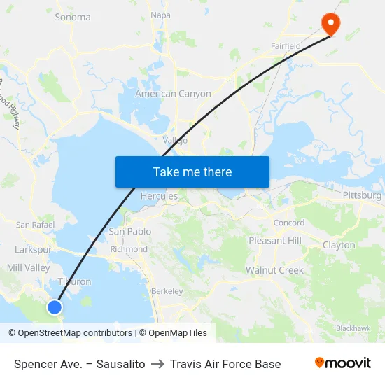 Spencer Ave. – Sausalito to Travis Air Force Base map