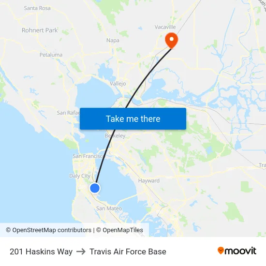201 Haskins Way to Travis Air Force Base map