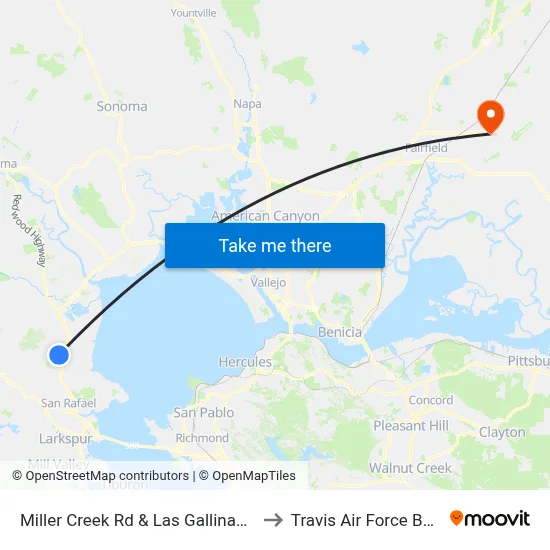 Miller Creek Rd & Las Gallinas Av to Travis Air Force Base map