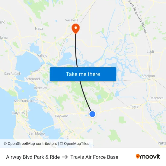 Airway Blvd Park & Ride to Travis Air Force Base map