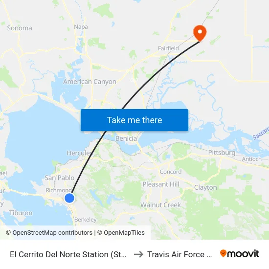 El Cerrito Del Norte Station (Stop B9) to Travis Air Force Base map