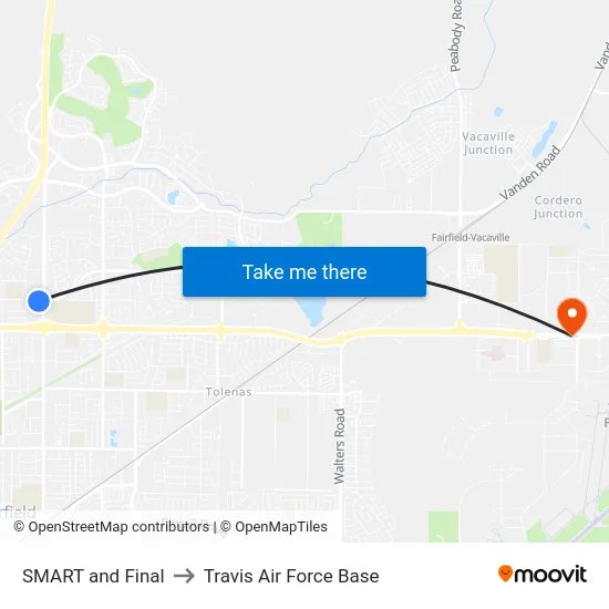 SMART and Final to Travis Air Force Base map