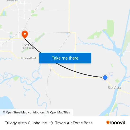 Trilogy Vista Clubhouse to Travis Air Force Base map