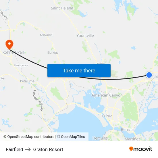Fairfield to Graton Resort map