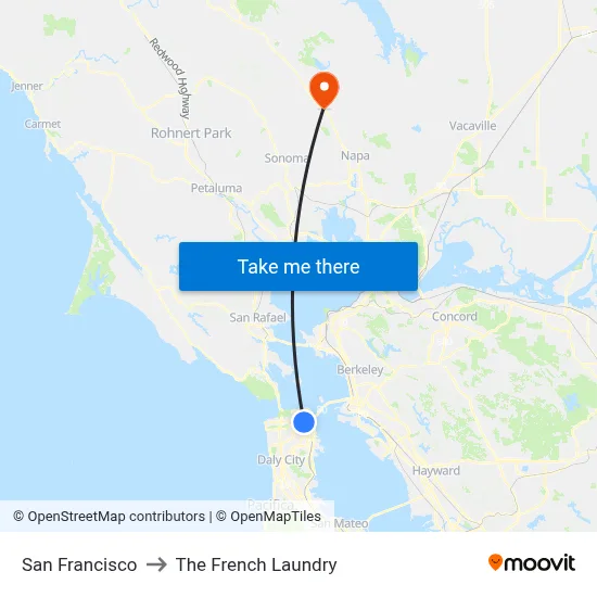 San Francisco to The French Laundry map