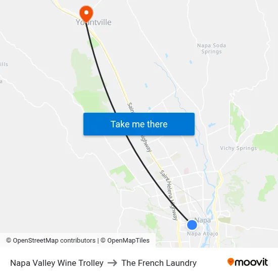 Napa Valley Wine Trolley to The French Laundry map