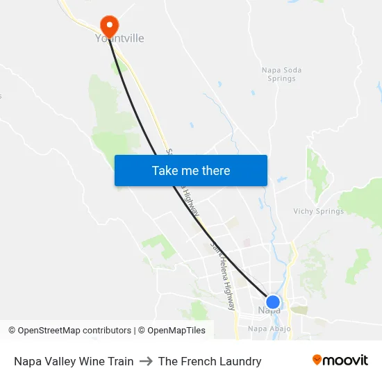 Napa Valley Wine Train to The French Laundry map