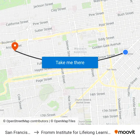San Francisco to Fromm Institute for Lifelong Learning map