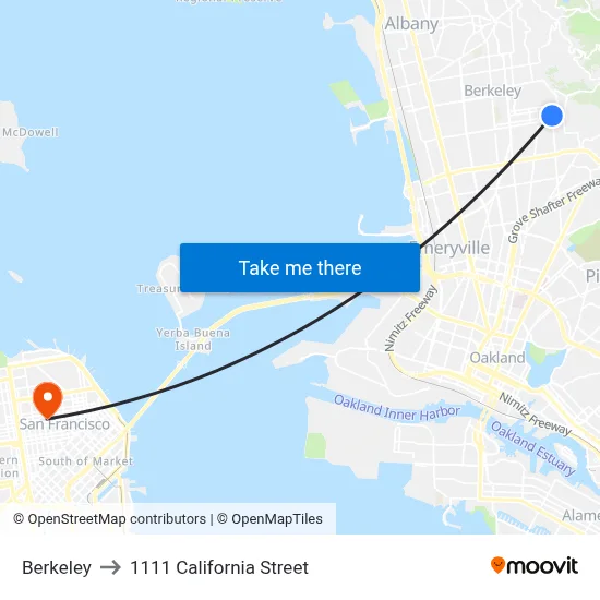 Berkeley to 1111 California Street map