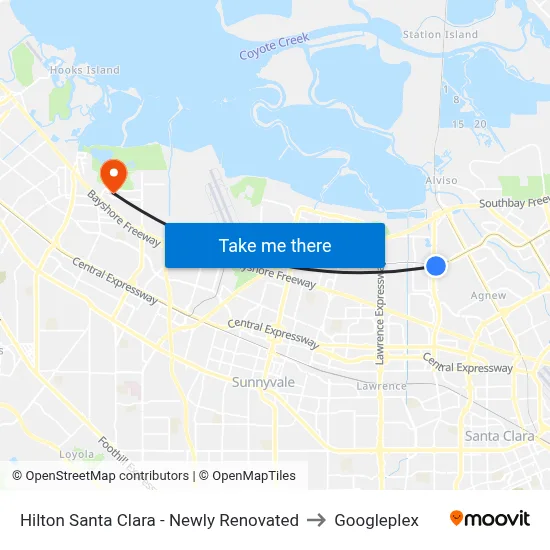 Hilton Santa Clara - Newly Renovated to Googleplex map