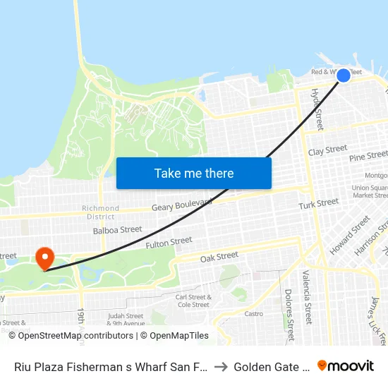 Riu Plaza Fisherman s Wharf San Francisco to Golden Gate Park map
