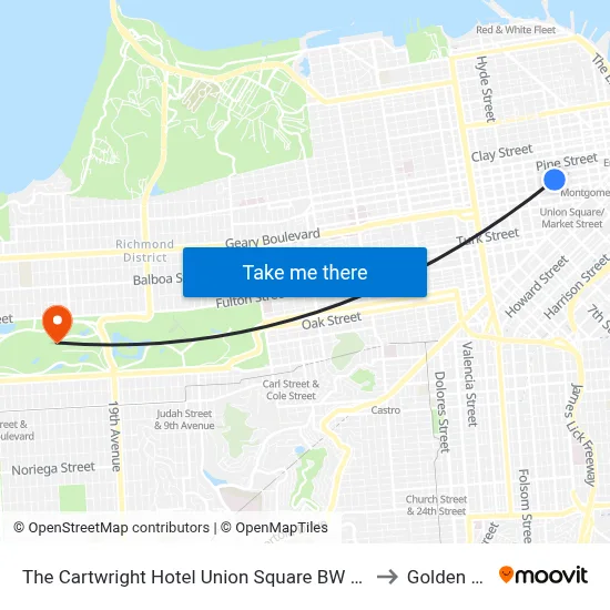 The Cartwright Hotel Union Square BW Premier Collection San Francisco to Golden Gate Park map