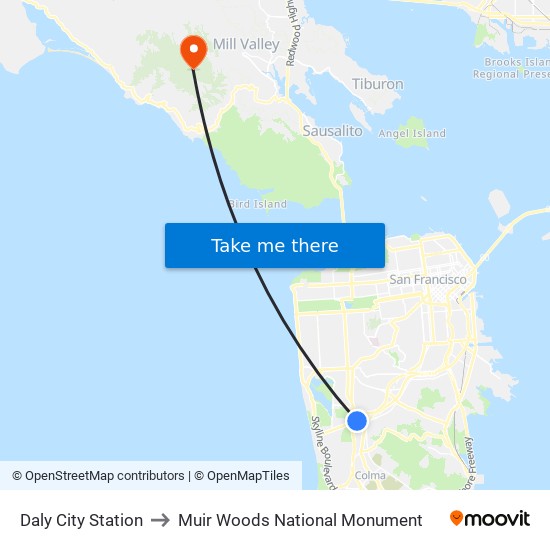 Daly City Station to Muir Woods National Monument map