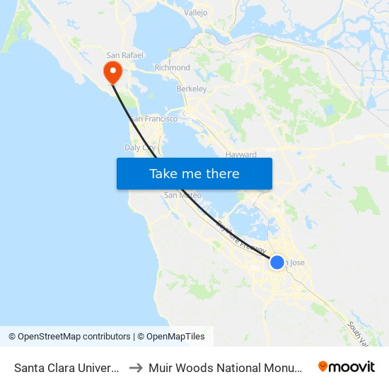 Santa Clara University to Muir Woods National Monument map