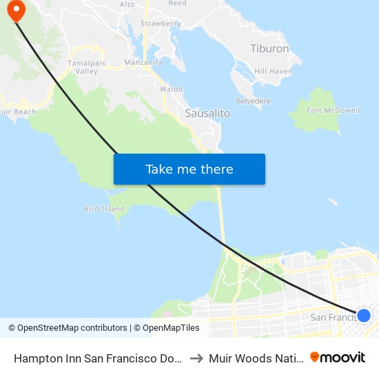 Hampton Inn San Francisco Downtown Convention Center to Muir Woods National Monument map