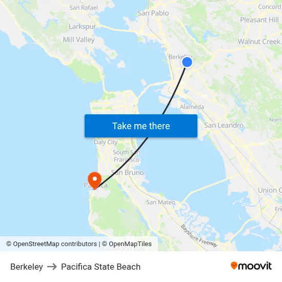 Berkeley to Pacifica State Beach map