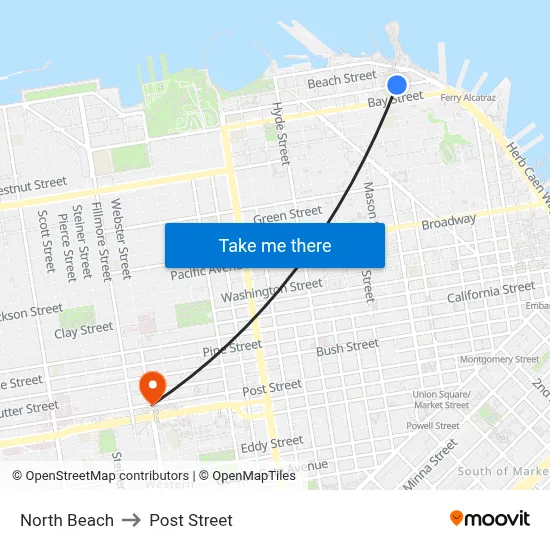North Beach to Post Street map