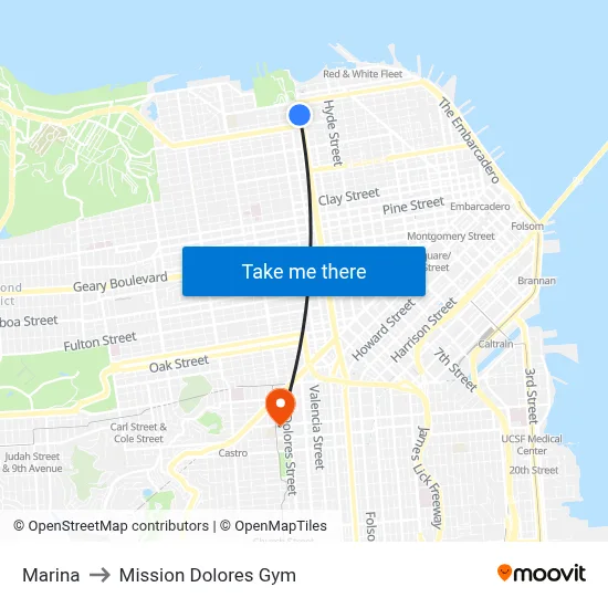 Marina to Mission Dolores Gym map