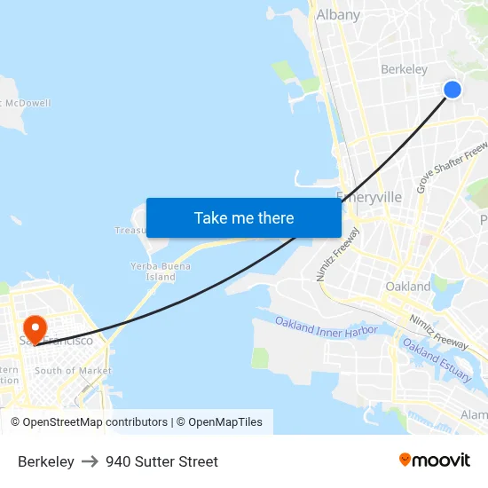 Berkeley to 940 Sutter Street map