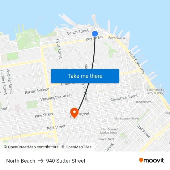 North Beach to 940 Sutter Street map