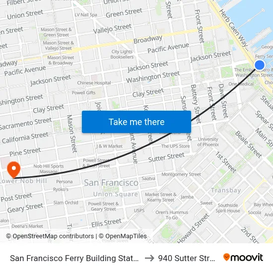 San Francisco Ferry Building Station to 940 Sutter Street map